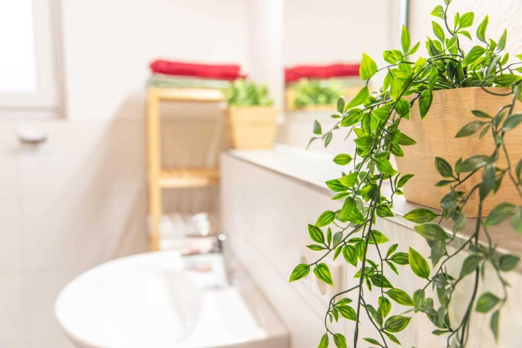 Koupelna v ubytování Ferienhaus Frankenglueck