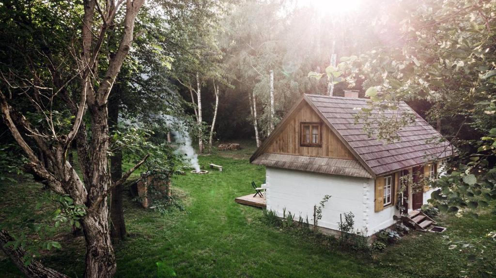 a small house in the middle of a forest at Sielsko in Lipsko-Polesie