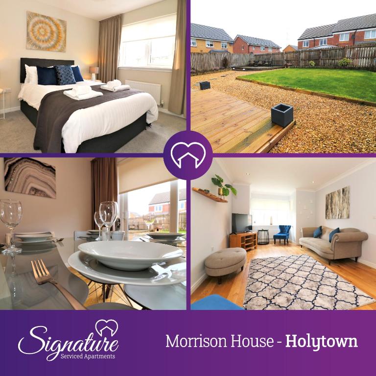 a collage of pictures of a bedroom and a mansion house at Signature - Morrison House in Glasgow