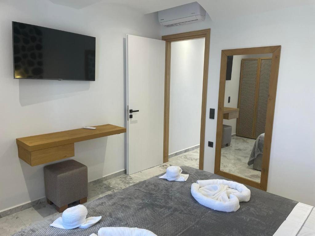 TV a/nebo společenská místnost v ubytování Latramys Suites