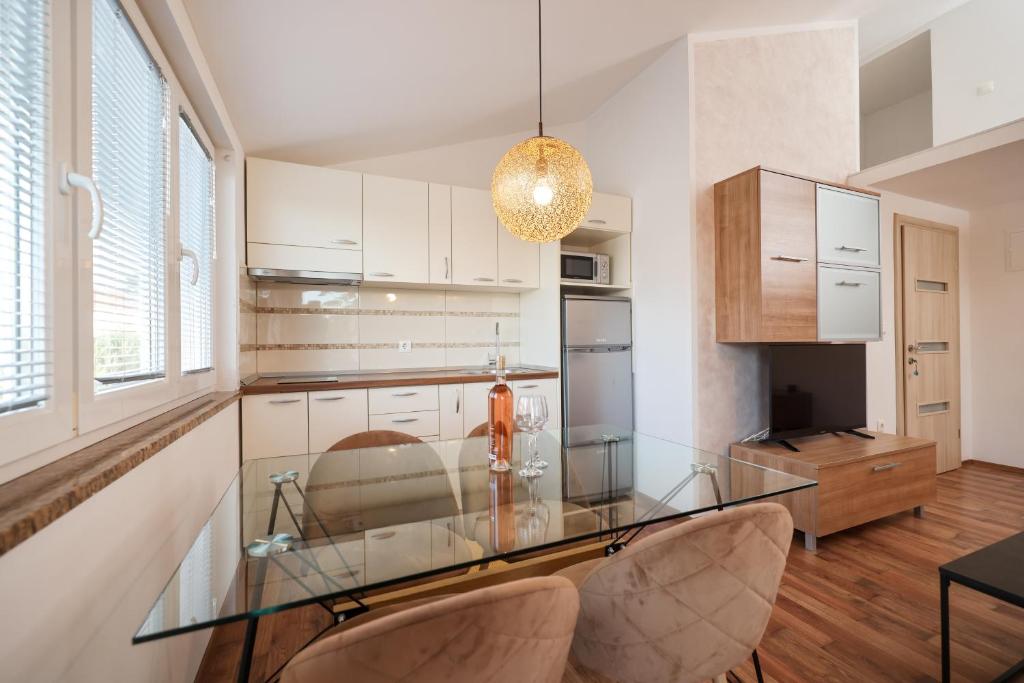 Kuchyň nebo kuchyňský kout v ubytování Apartments Anita