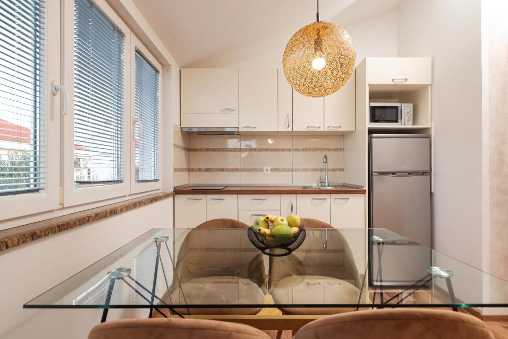 Kuchyň nebo kuchyňský kout v ubytování Apartments Anita