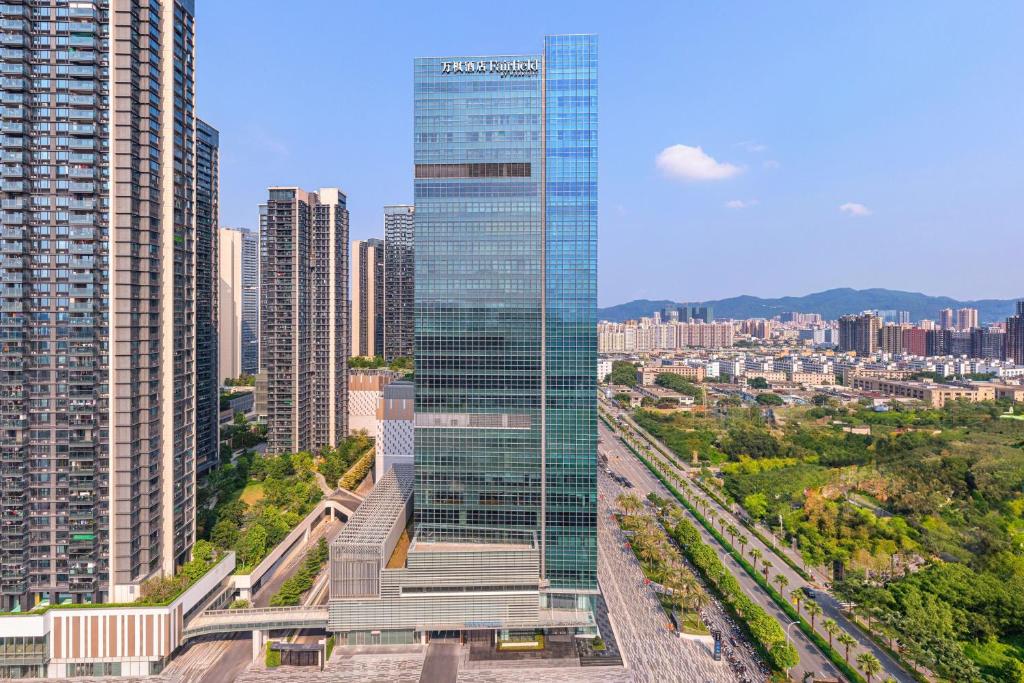 Nespecifikovaný výhled na destinaci Shenzhen nebo výhled na město při pohledu z hotelu
