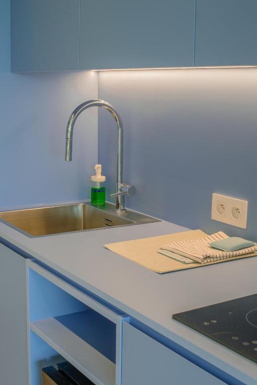 Kuchyň nebo kuchyňský kout v ubytování ZAELIG Hotel