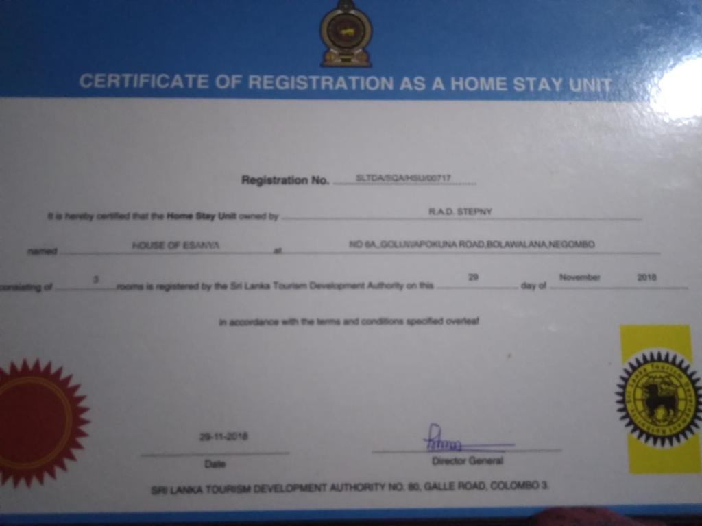 Certifikát, hodnocení, plakát nebo jiný dokument vystavený v ubytování House Of Esanya