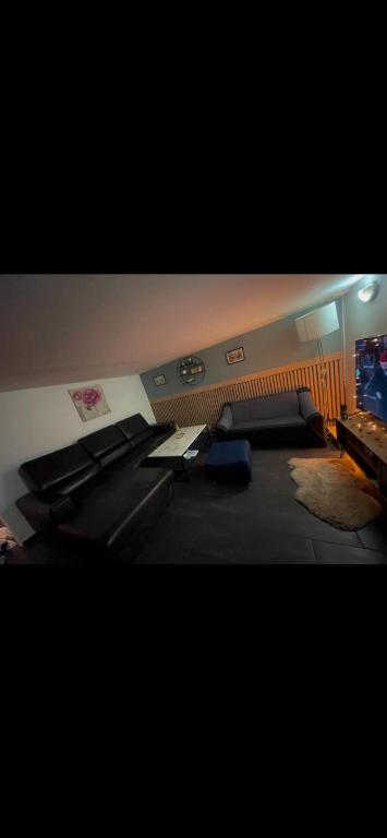 un salon avec un canapé et une table dans l'établissement Hamdi, à Ivry-sur-Seine