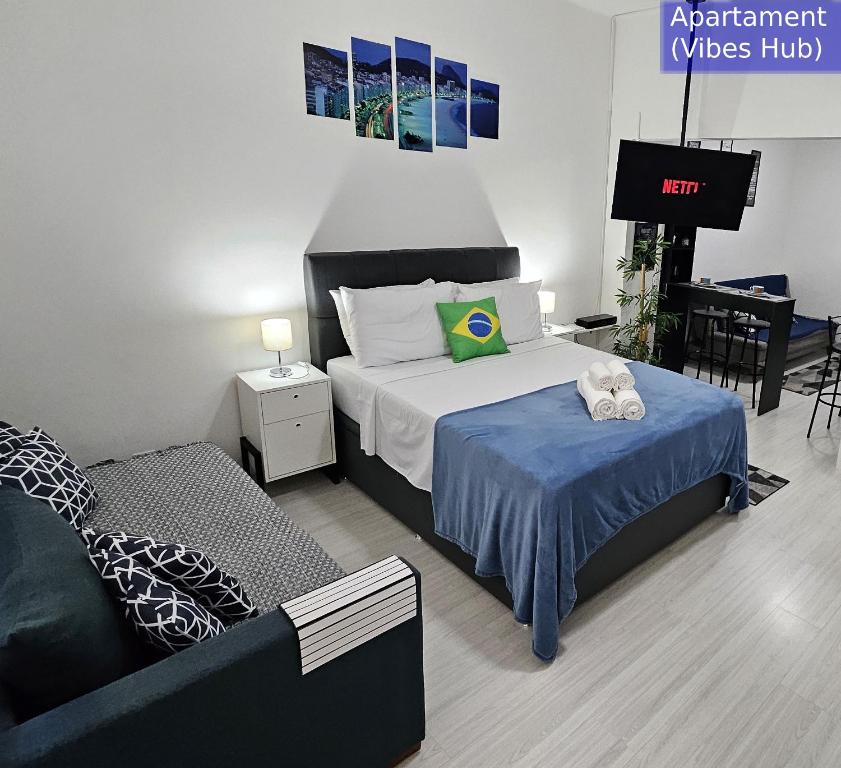Postel nebo postele na pokoji v ubytování Copacabana Vibes Studios