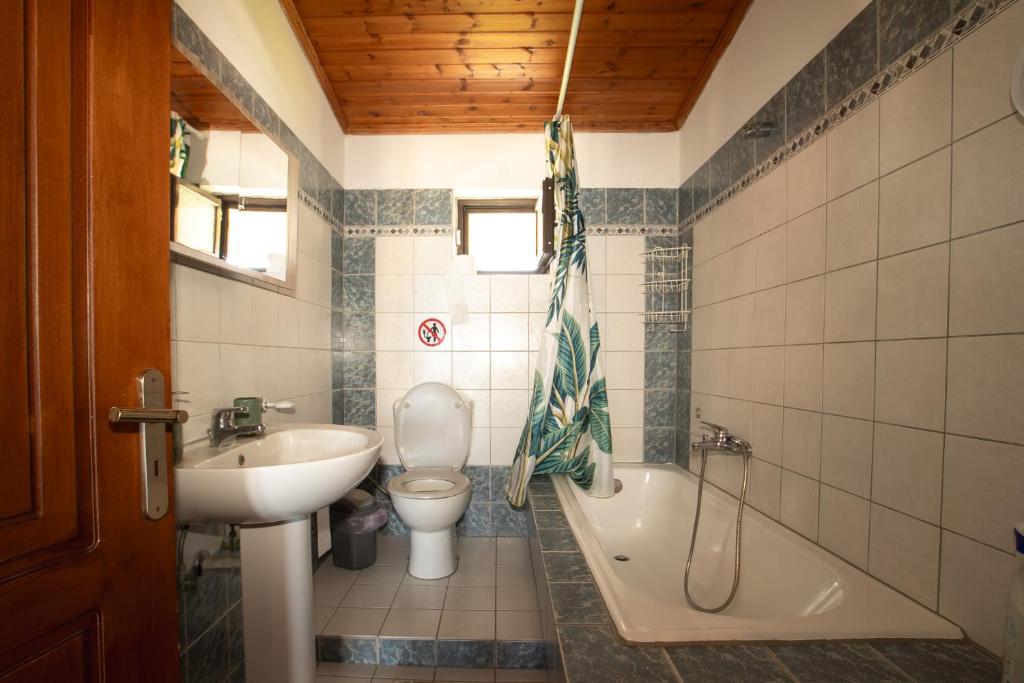 Koupelna v ubytování Cassandra Apartment Plataria