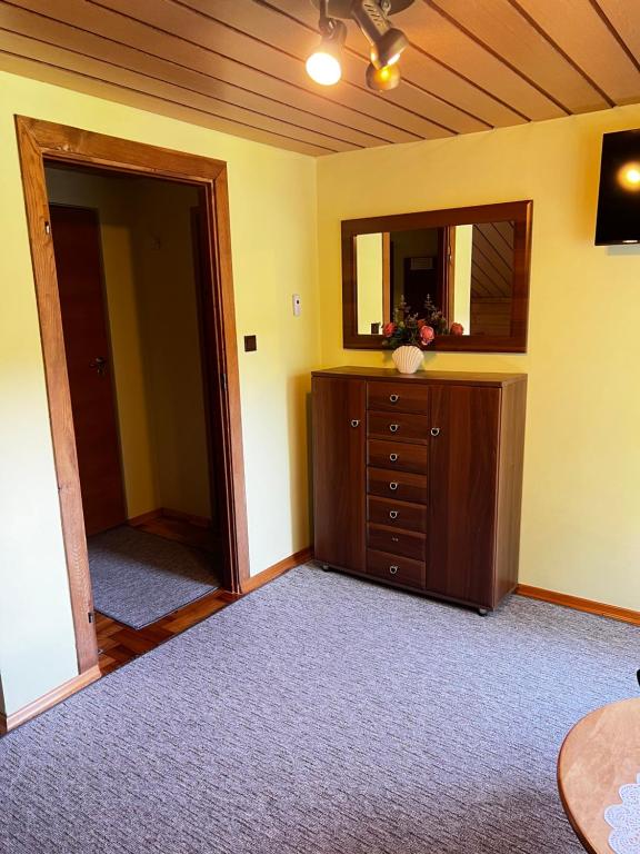Televízia a/alebo spoločenská miestnosť v ubytovaní Apartamenty pokoje INA