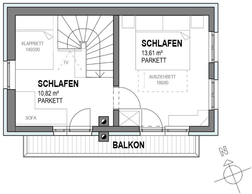 Půdorys ubytování Troadkasten Chalet Unterkoller