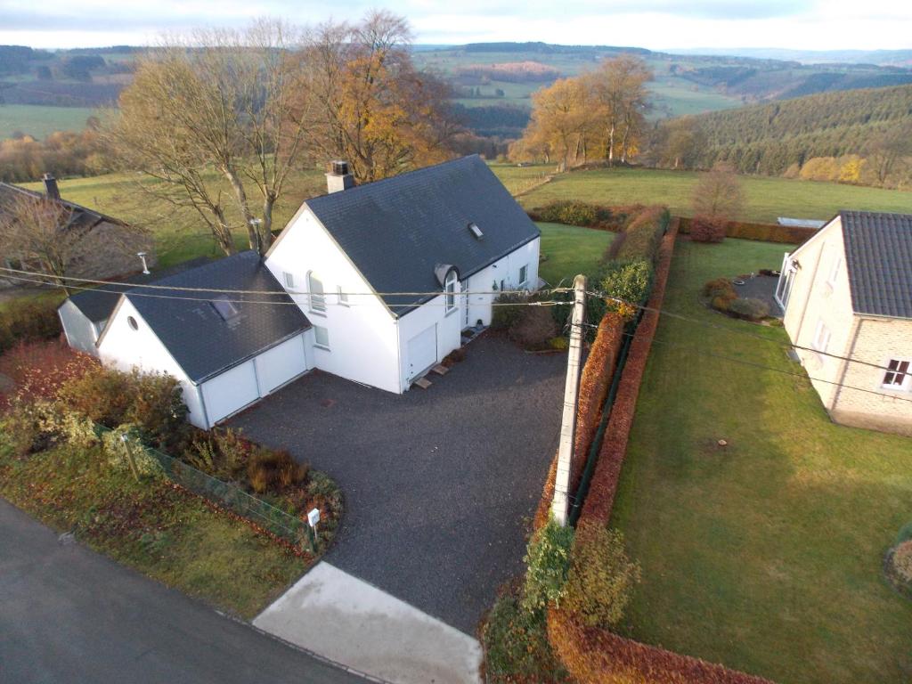 an overhead view of a white building with a driveway at Michel in Trois-Ponts