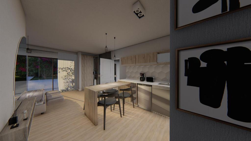 Kuchyň nebo kuchyňský kout v ubytování BlackStone Apart Boutique Hotel