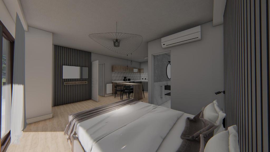 Kuchyň nebo kuchyňský kout v ubytování BlackStone Apart Boutique Hotel
