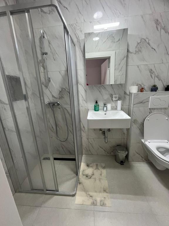Koupelna v ubytování Apartman Sidro