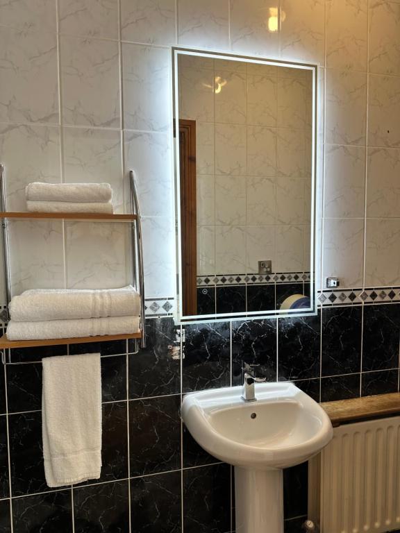 a bathroom with a sink and a mirror at Malahide Guest Rooms in Malahide