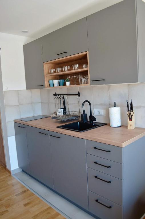 Kuchyň nebo kuchyňský kout v ubytování Penthaus apartman NOVAK
