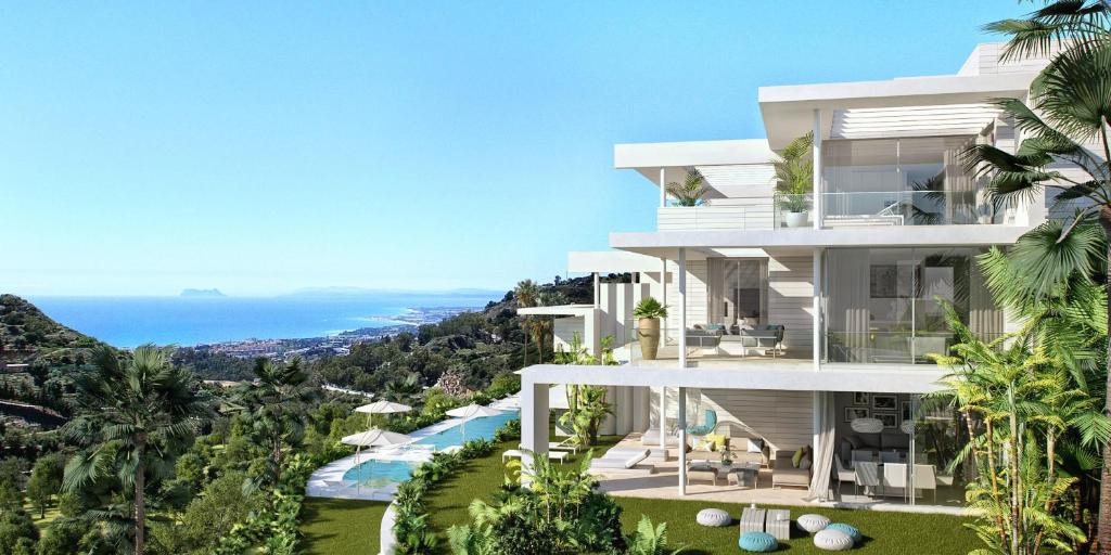 an image of a villa with a view of the ocean at NEW ocean view private property centrally located, just 3 minutes to Marbella city center in Ojén