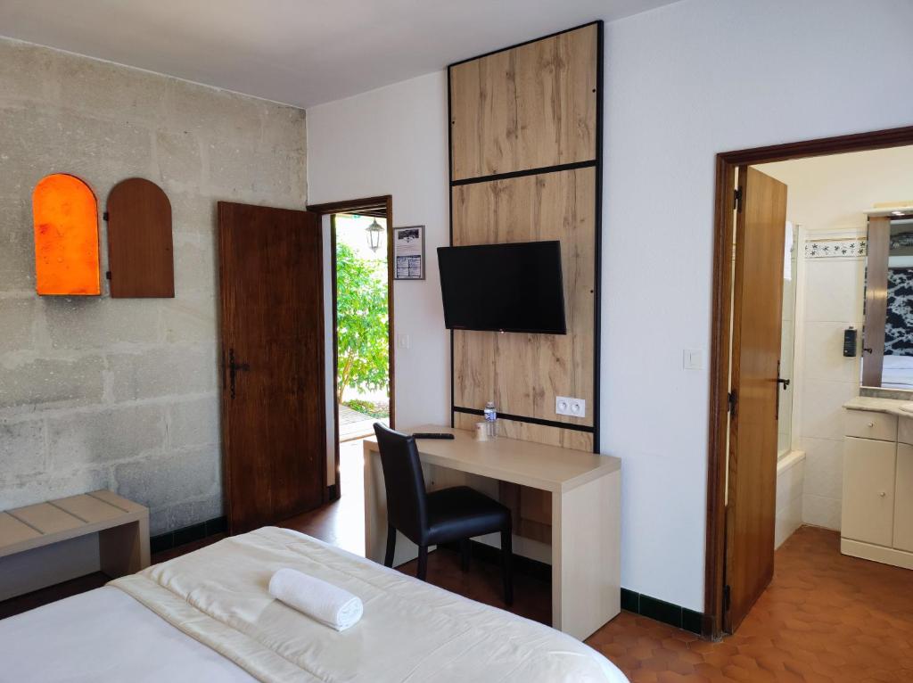 TV a/nebo společenská místnost v ubytování Hôtel et Appart'Hôtel Le Relais Du Val D'Orbieu