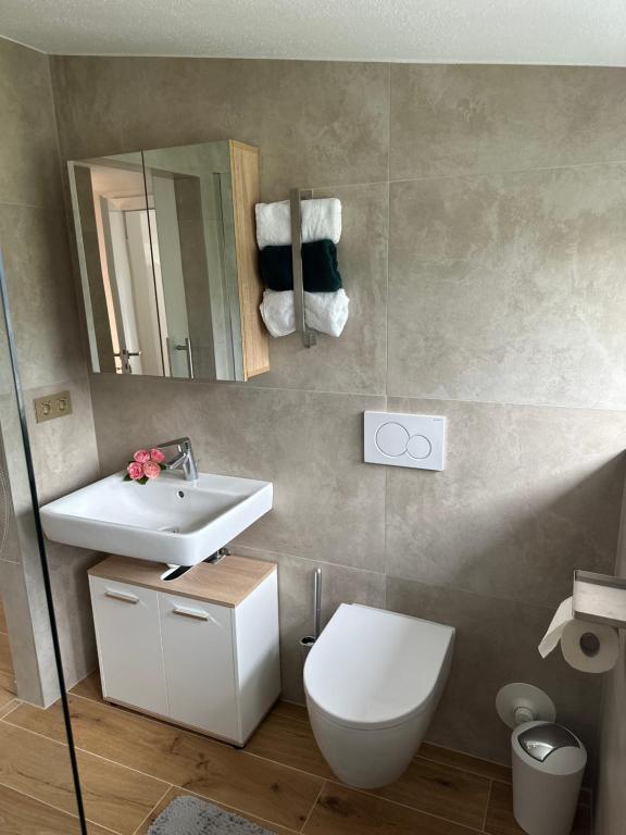 Koupelna v ubytování Ferienwohnung Waldblick, Faaker See