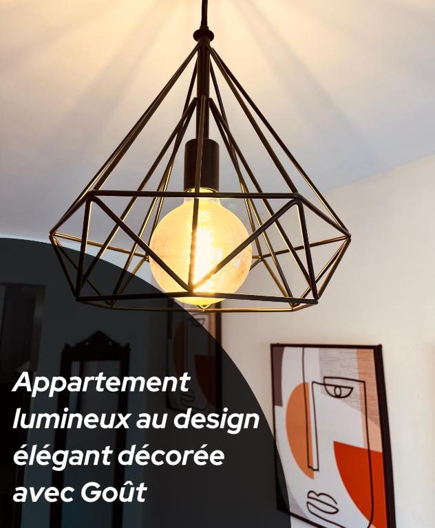 une image d'un luminaire suspendu au plafond dans l'établissement Magnifique Apartement Marseille Joliette, à Marseille