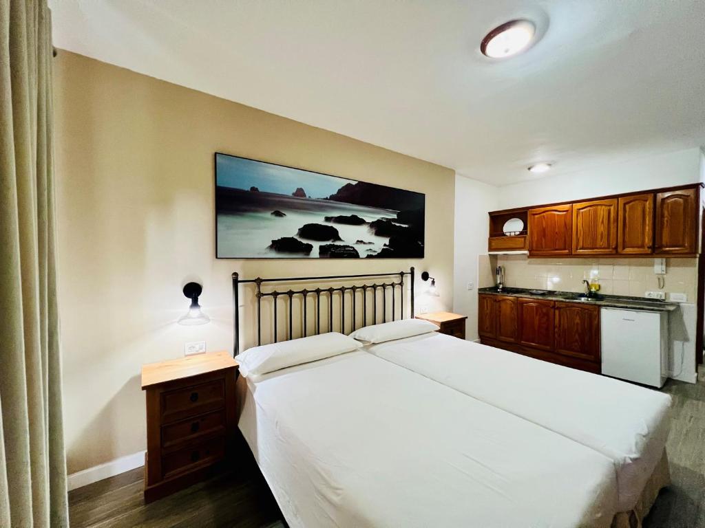 A bed or beds in a room at Apartamentos Frontera