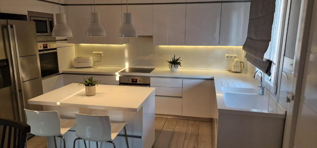 Kuchyň nebo kuchyňský kout v ubytování THE GREY VILLA
