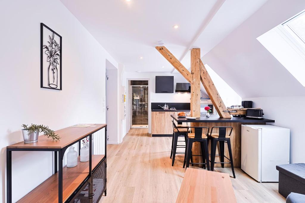Kuchyň nebo kuchyňský kout v ubytování Appartements Les Vosges