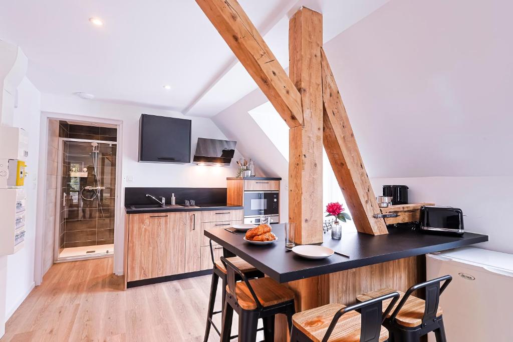 Kuchyň nebo kuchyňský kout v ubytování Appartements Les Vosges
