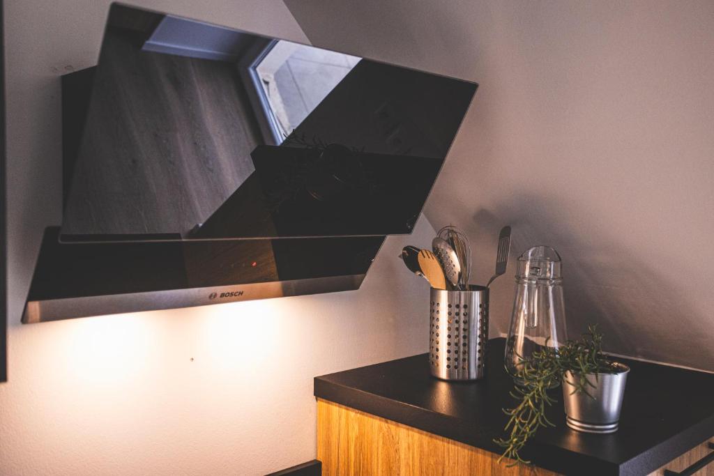 Kuchyň nebo kuchyňský kout v ubytování Appartements Les Vosges