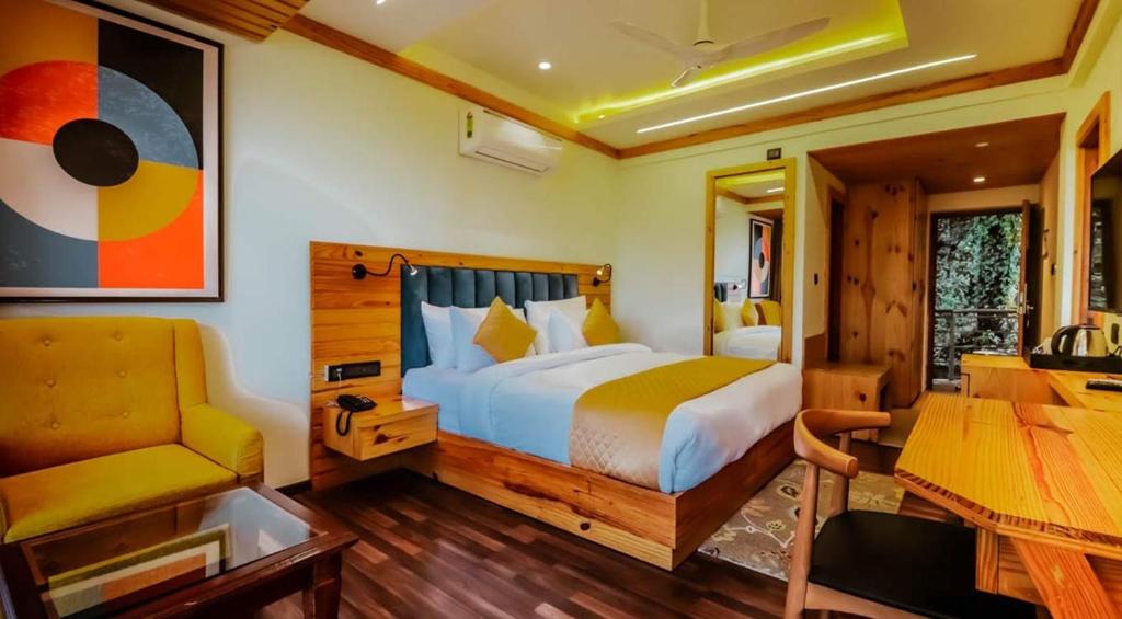 Postel nebo postele na pokoji v ubytování Baris resort Mussoorie