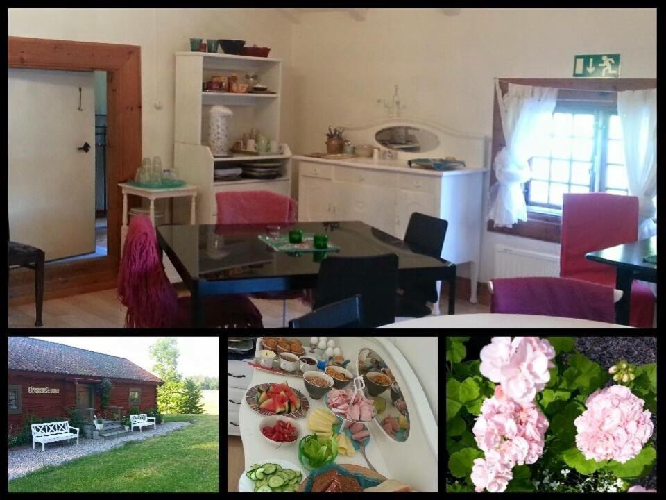 un collage de fotos de una cocina y un comedor en Stora Djulö Vandrarhem en Katrineholm