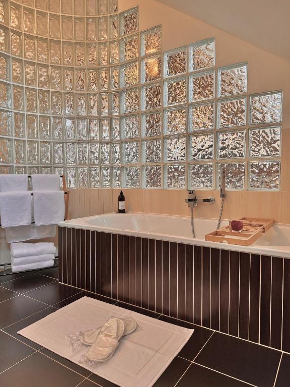 Koupelna v ubytování Apartmány Bašta & Wellness