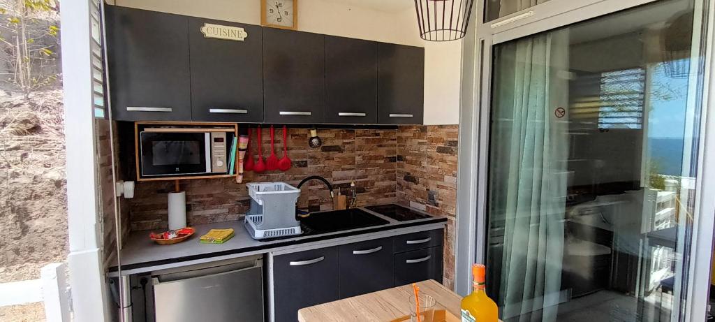 Kuchyň nebo kuchyňský kout v ubytování "Studio Bellevue" Terrasse et Deck vue mer-Accès piscine