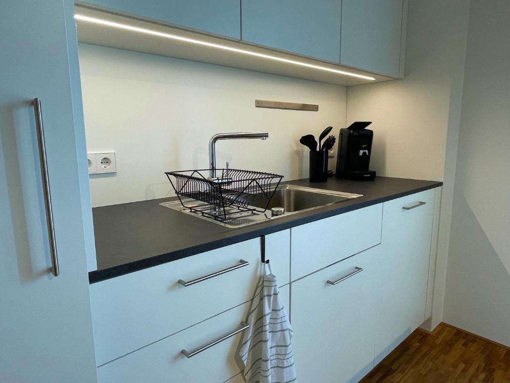 Kuchyň nebo kuchyňský kout v ubytování Ferienwohnung Grüner Ausblick