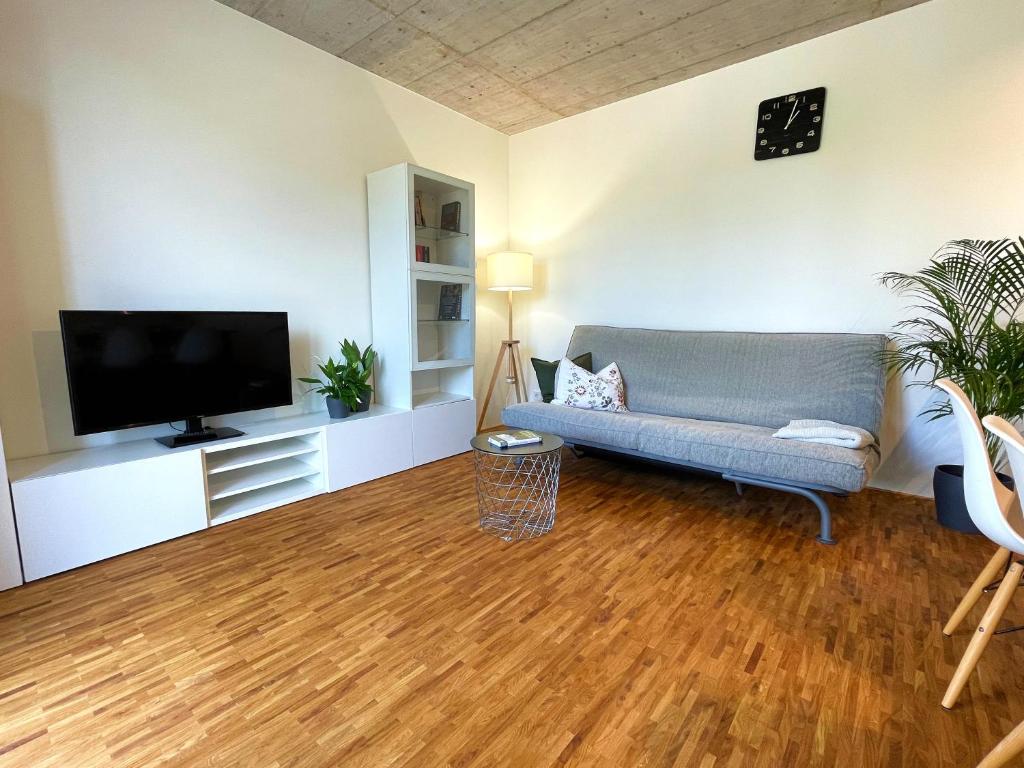 TV a/nebo společenská místnost v ubytování Ferienwohnung Grüner Ausblick