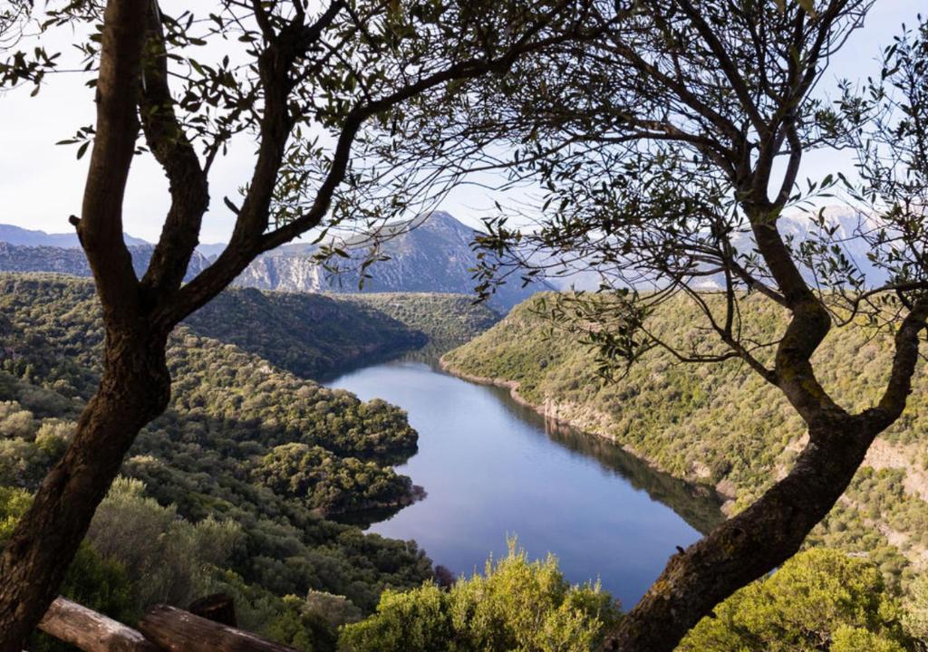 a lake in the middle of a valley at Ecoparco Neulè in Dorgali