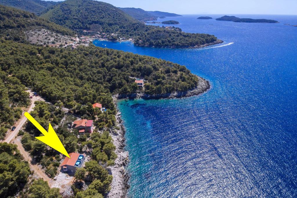 an aerial view of an island in the water at Apartments dida Ante in Blato