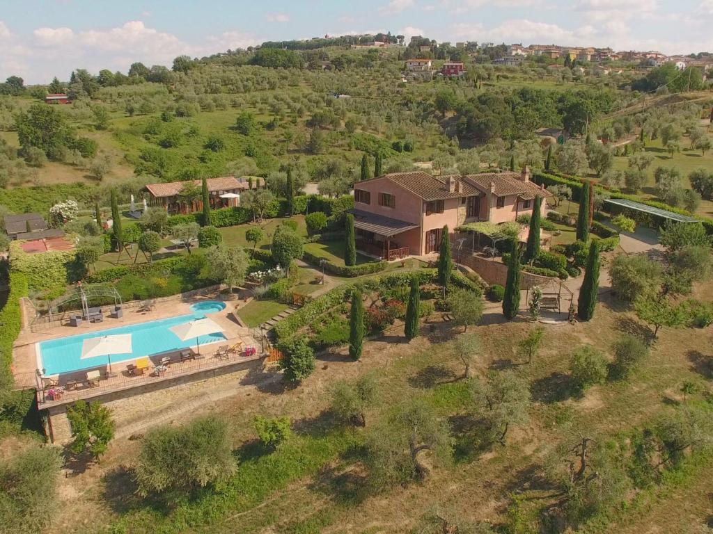 an aerial view of a house with a swimming pool at Holiday Home La Veduta by Interhome in Montaione
