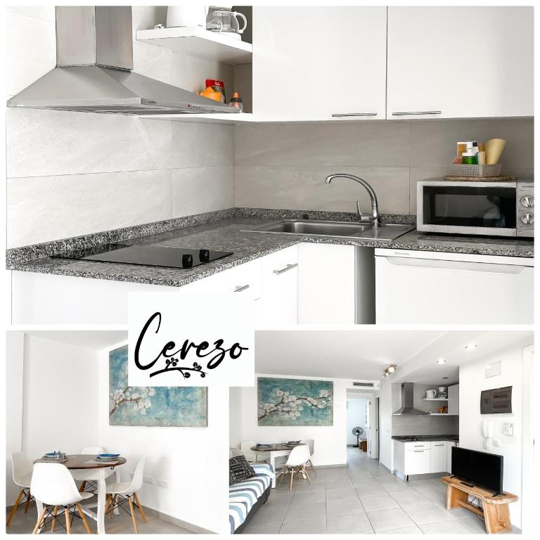 Kuchyň nebo kuchyňský kout v ubytování B-Rent Corralejo Sun Cerezo Pool