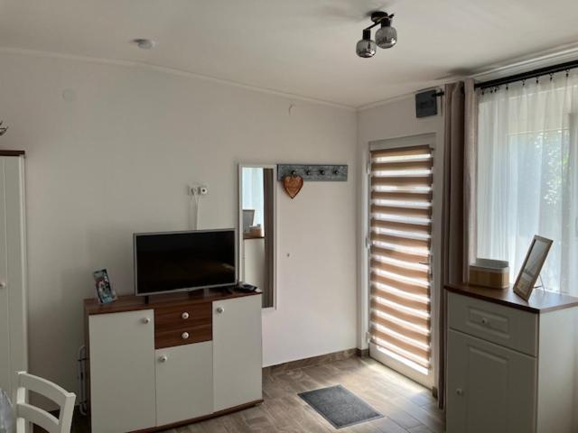 Televízia a/alebo spoločenská miestnosť v ubytovaní JAndi apartman