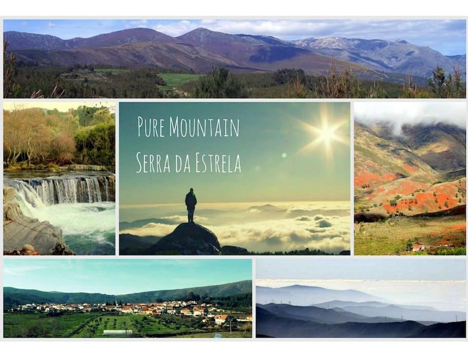 a collage of pictures of a person standing on a mountain at Pure Mountain - Serra da Estrela in Erada