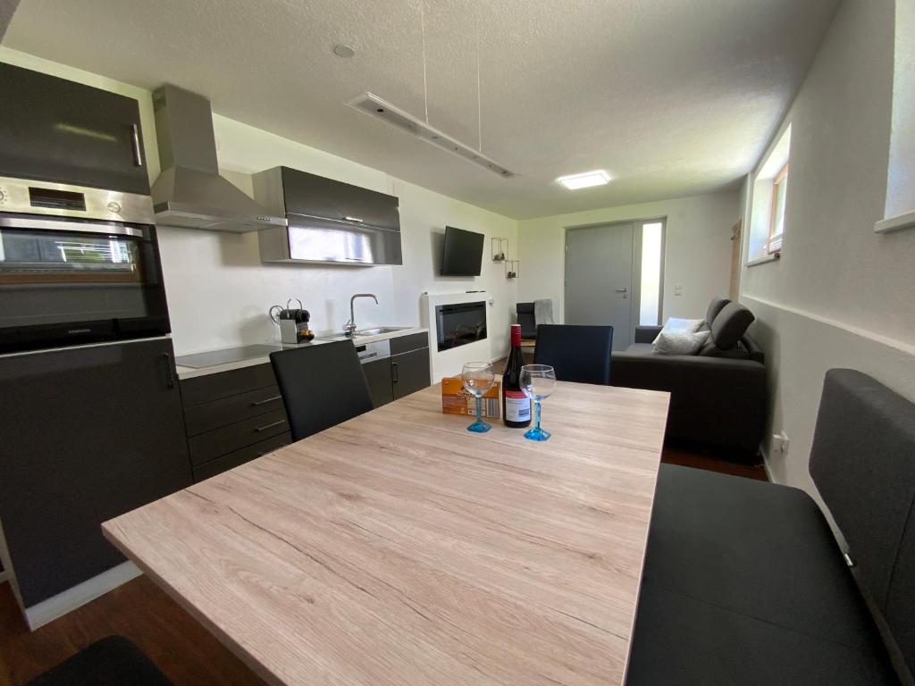 Kuchyň nebo kuchyňský kout v ubytování Apartment Business