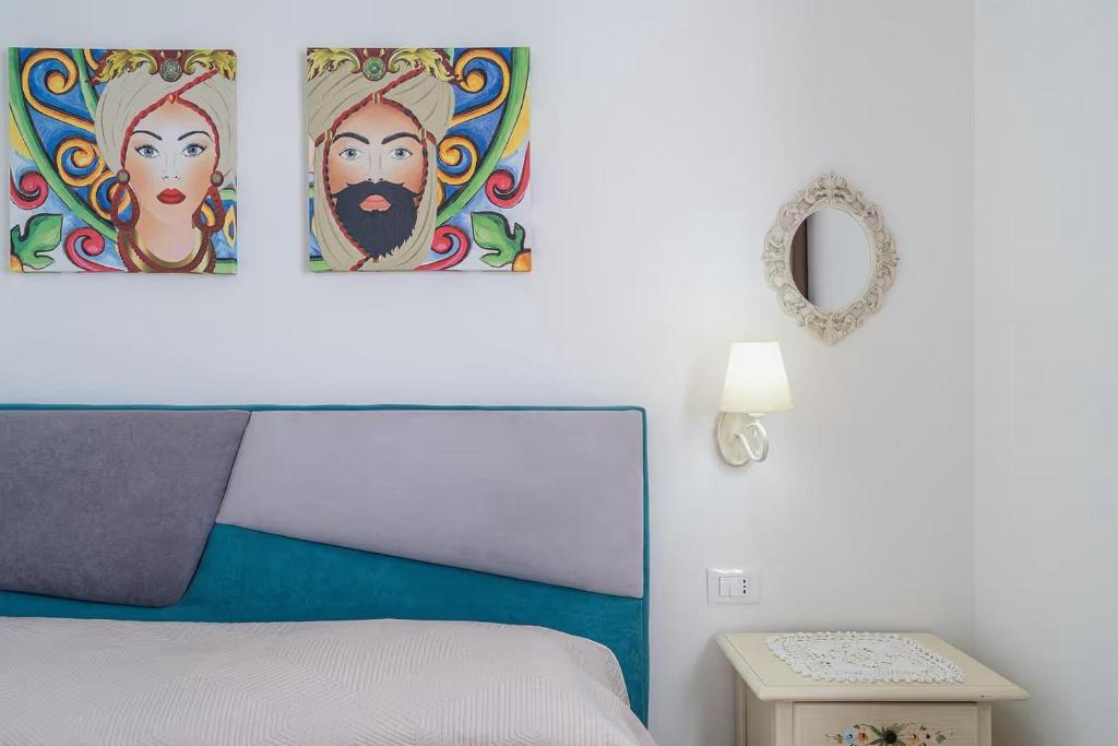 Postel nebo postele na pokoji v ubytování Agri Lemon Green Case vacanze