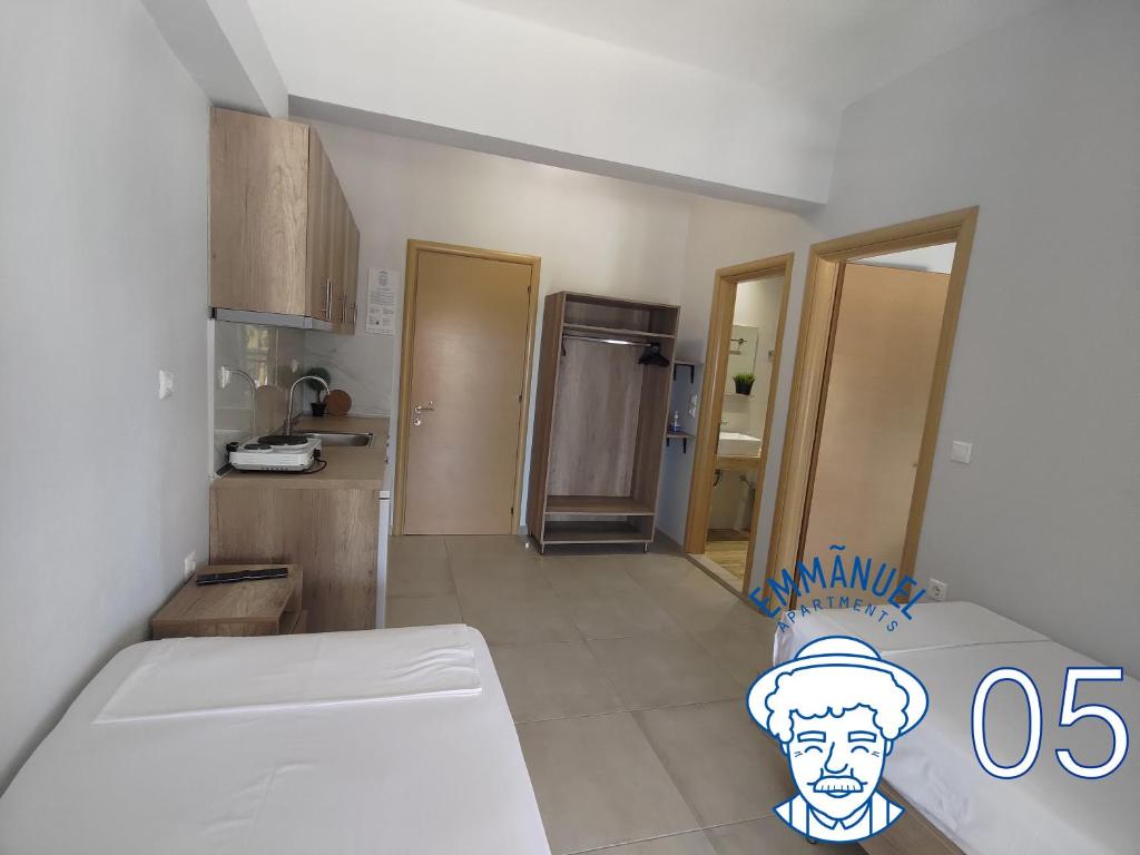 Kuchyň nebo kuchyňský kout v ubytování Emmanuel Apartments