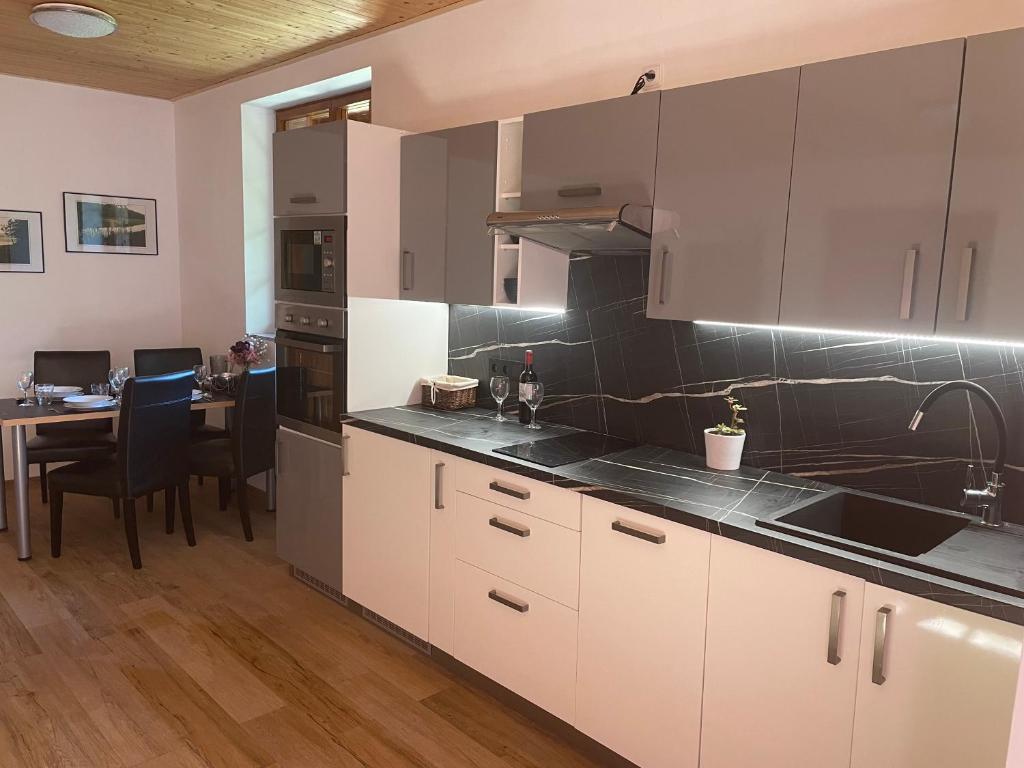 Kuchyň nebo kuchyňský kout v ubytování Apartmány Telnice - Medorhof