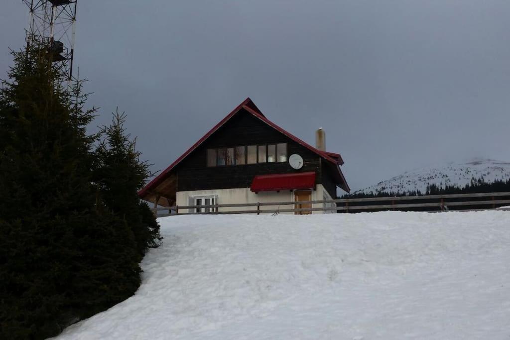ein Haus im Schnee davor in der Unterkunft Alpina66 in Jieţ