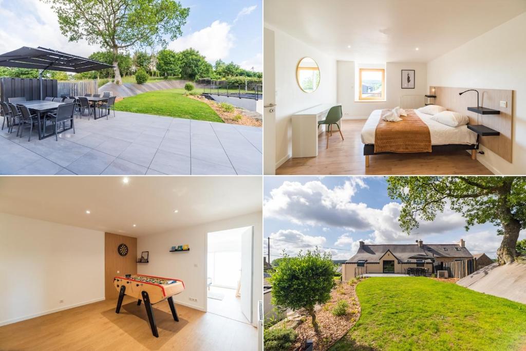 a collage of photos of a house at Grande maison familiale avec jardin parking et jeux in Saint-Carreuc