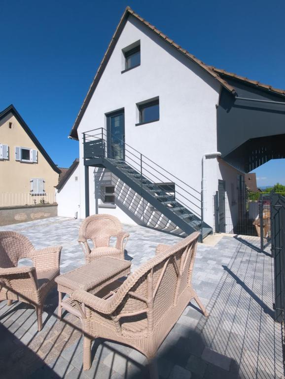 Balkón nebo terasa v ubytování gîte chez Eric et Céline