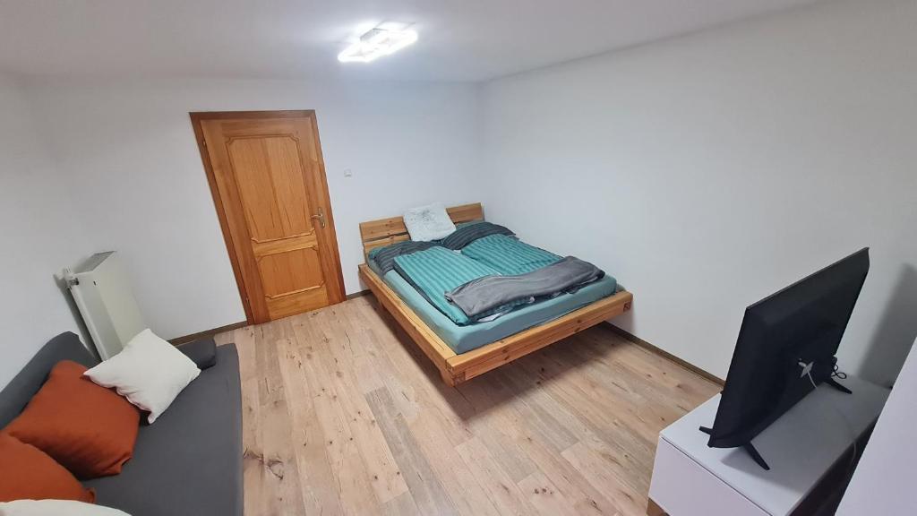 TV a/nebo společenská místnost v ubytování Appartement Demelfischer am See