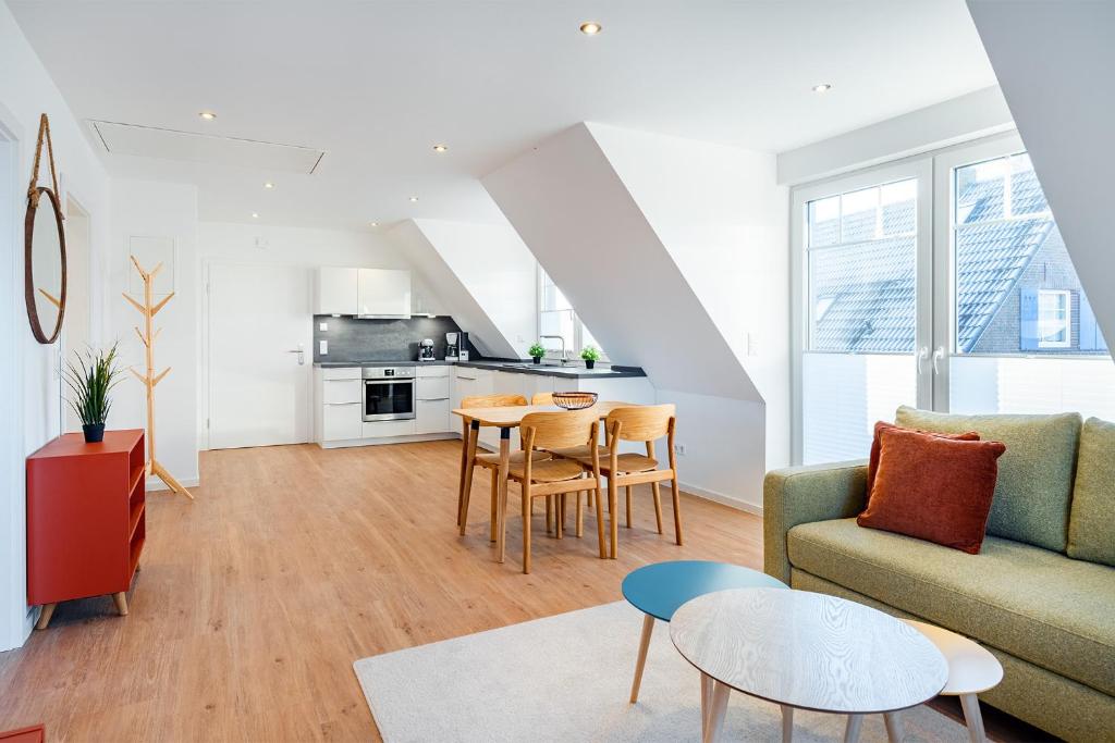 Kuchyň nebo kuchyňský kout v ubytování Apartment am Deich 04